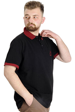Mode XL Büyük Beden Erkek Polo T-shirt HIGH 23346 Siyah