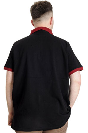 Mode XL Büyük Beden Erkek Polo T-shirt HIGH 23346 Siyah
