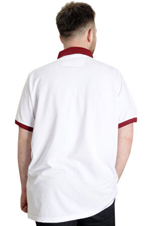 Mode XL Büyük Beden Erkek Polo T-shirt LEGEND 23347 Beyaz