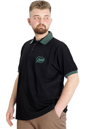 Mode XL Büyük Beden Erkek T-shirt Polo POTENT 23348 Siyah