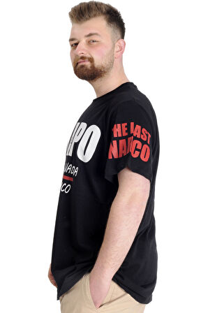 Mode XL Büyük Beden Erkek T-shirt EL CHAPO 23154 Siyah