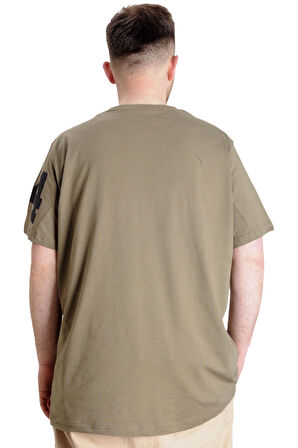 Mode XL Büyük Beden Erkek T-shirt MATCH DAY 23155 Haki