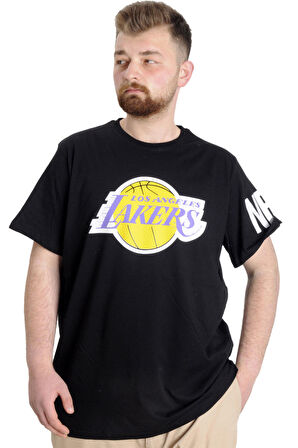 Mode XL Büyük Beden Erkek Baskılı T-shirt 23156 Siyah