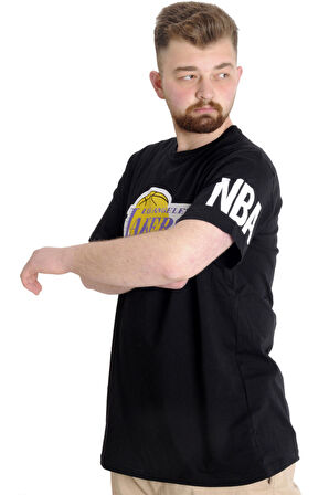 Mode XL Büyük Beden Erkek Baskılı T-shirt 23156 Siyah