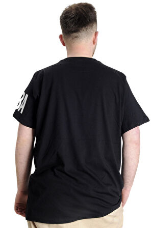 Mode XL Büyük Beden Erkek Baskılı T-shirt 23156 Siyah
