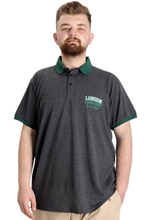 Mode XL Büyük Beden Erkek Polo T-shirt LONDON 23350 Antramelanj