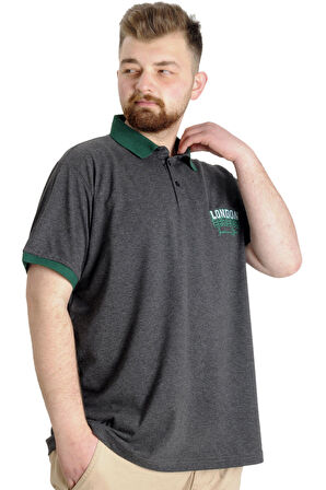 Mode XL Büyük Beden Erkek Polo T-shirt LONDON 23350 Antramelanj
