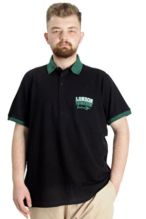 Mode XL Büyük Beden Erkek Polo T-shirt LONDON 23350 Siyah