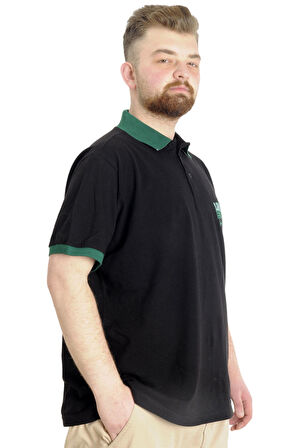 Mode XL Büyük Beden Erkek Polo T-shirt LONDON 23350 Siyah