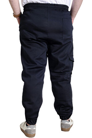 Mode XL Erkek Pantolon Keten Kargo Cep JOGGER BAHAR 23912 Lacivert