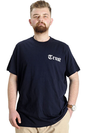 Mode XL Büyük Beden Erkek T-shirt TRUST 23150 Lacivert
