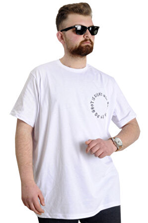 Mode XL Büyük Beden Erkek T-shirt WHAT IS 23151 Beyaz