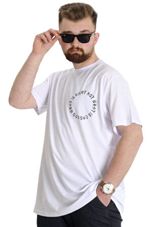 Mode XL Büyük Beden Erkek T-shirt WHAT IS 23151 Beyaz