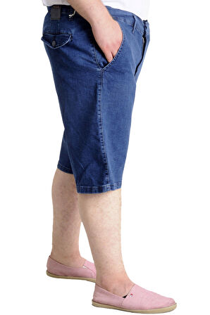 Mode XL Büyük Beden Erkek Kot Şort Yan Cepli NEW ARMINA  23806 Lacivert