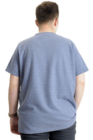 Mode XL Büyük Beden Erkek T-shirt Bisiklet Yaka WAFFLE 20033 Koyu Mavi