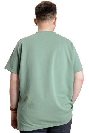 Mode XL Büyük Beden Erkek T-shirt Bisiklet Yaka INTERLOK 23162 Çağla Yeşili