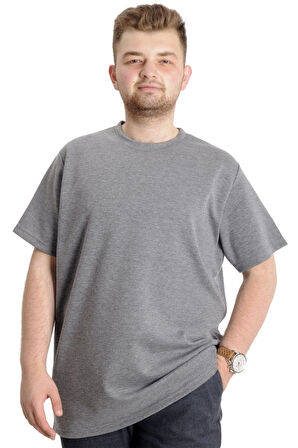 Mode XL Büyük Beden Erkek T-shirt Bisiklet Yaka INTERLOK 23162 Grimelanj
