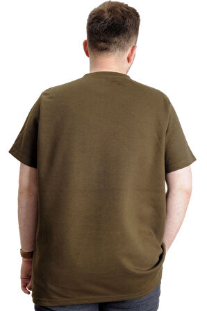 Mode XL Büyük Beden Erkek T-shirt Bisiklet Yaka INTERLOK 23162 Haki