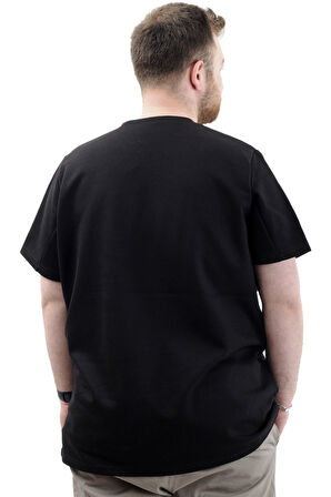 Mode XL Büyük Beden Erkek T-Shirt Bisiklet Yaka INTERLOK 23162 Siyah