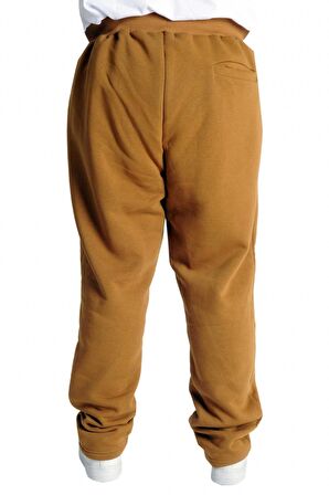 Mode XL Büyük Beden Erkek 3 İplik Eşofman Altı Fermuarlı Düz Paça 22507 Camel