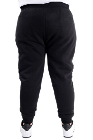 Mode XL Büyük Beden Erkek Garnili Eşofman Altı 3 İplik 23519 Siyah-Mürdüm