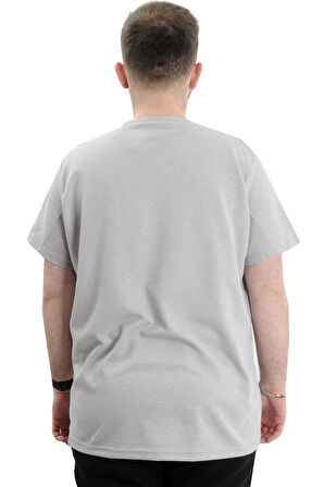 Mode XL Büyük Beden Erkek T-shirt Bisiklet Yaka WAFFLE 20033 Gri