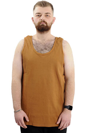 Mode XL Büyük Beden Erkek Kolsuz Atlet 6341 Camel