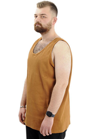 Mode XL Büyük Beden Erkek Kolsuz Atlet 6341 Camel