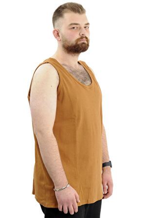 Mode XL Büyük Beden Erkek Kolsuz Atlet 6341 Camel
