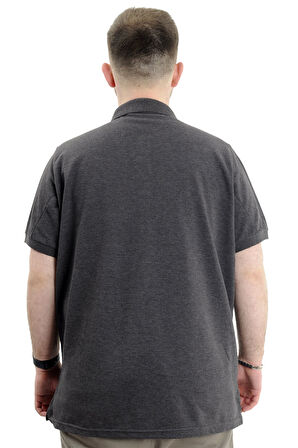 Mode XL Büyük Beden Erkek T-Shirt Polo Yaka Klasik U24328 Antrasit