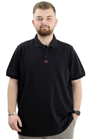 Mode XL Büyük Beden Erkek T-Shirt Polo Yaka Klasik U24328 Siyah