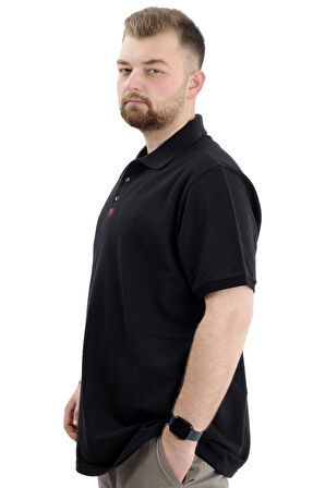 Mode XL Büyük Beden Erkek T-Shirt Polo Yaka Klasik U24328 Siyah