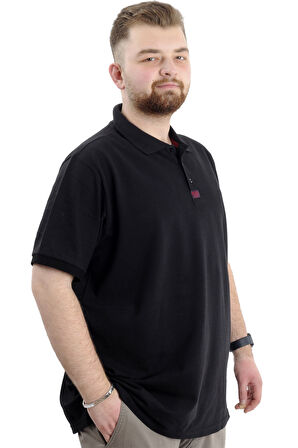 Mode XL Büyük Beden Erkek T-Shirt Polo Yaka Klasik U24328 Siyah