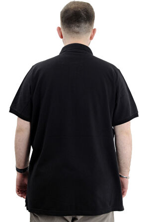 Mode XL Büyük Beden Erkek T-Shirt Polo Yaka Klasik U24328 Siyah