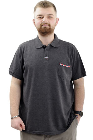 Mode XL Büyük Beden Erkek Polo Yaka Tişört Cepli YIRTMAÇLI U24329 Antrasit