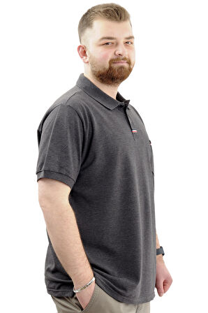 Mode XL Büyük Beden Erkek Polo Yaka Tişört Cepli YIRTMAÇLI U24329 Antrasit