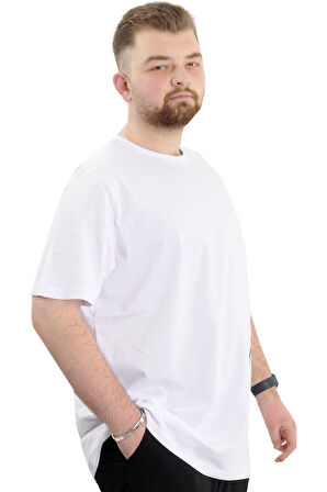 Mode XL Büyük Beden Erkek Bisiklet Yaka T-Shirt Baskılı AWESOME U24038 Beyaz
