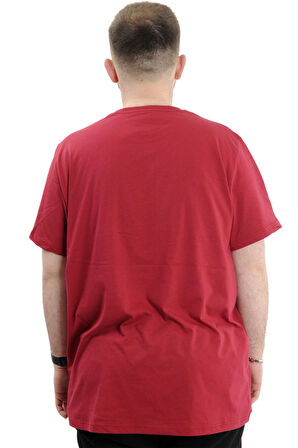 Mode XL Büyük Beden Erkek Baskılı T-Shirt Bisiklet Yaka FUTUREHEAD U24029 Bordo