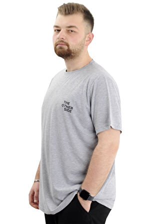 Mode XL Battal Beden Erkek Tişört Bisiklet Yaka Baskılı THE OTHER SIDE U24039 Grimelanj