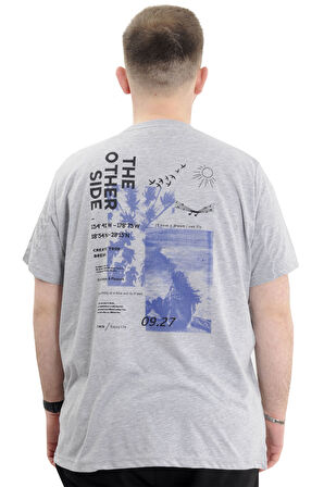 Mode XL Battal Beden Erkek Tişört Bisiklet Yaka Baskılı THE OTHER SIDE U24039 Grimelanj