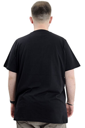 Mode XL Büyük Beden Baskılı Bisiklet Yaka Erkek Tişört REFILL U24044 Siyah