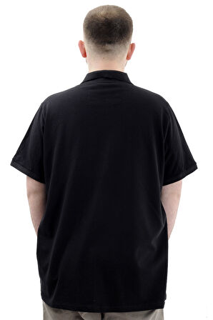Mode XL Büyük Beden Erkek T-Shirt Fermuarlı Polo Yaka Cepli U24325 Siyah