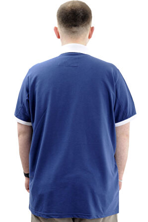Mode XL Erkek Büyük Beden Baskılı Polo Yaka Tişört POLO U24335 İndigo