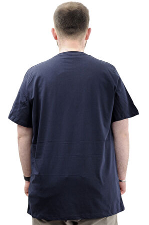Mode XL Büyük Beden Baskılı Erkek T-Shirt Bisiklet Yaka SIMPLICITY U24046 Lacivert
