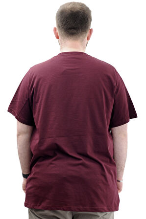 Mode XL Büyük Beden Baskılı Erkek T-Shirt Bisiklet Yaka SIMPLICITY U24046 Mürdüm