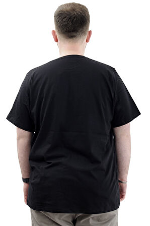 Mode XL Erkek Büyük Beden T-Shirt Pamuklu Baskılı Bisiklet Yaka Tişört LIMITED U24052 Siyah