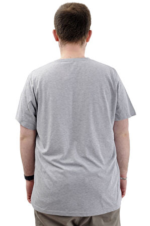Mode XL Büyük Beden Erkek Tişört Bisiklet Yaka Baskılı Cep Detaylı T-Shirt REFUEL U24053 Grimelanj