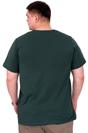 Mode XL Büyük Beden Erkek T-Shirt V Yaka MEMORIES U24055 Nefti