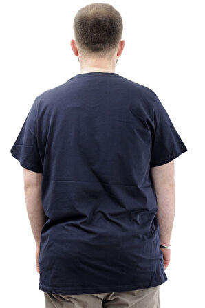 Mode XL Büyük Beden Erkek Baskılı T-Shirt BEGIN U24056 Lacivert