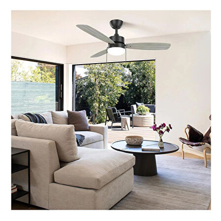GRİ 3 KANATLI KENDİNDEN LEDLİ 111 CM ÇAP 55 WATT TAVAN VANTİLATÖRÜ